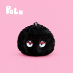 Black Polu Fuzozo plush AI pet, front view