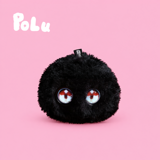 Black Polu Fuzozo plush AI pet, front view